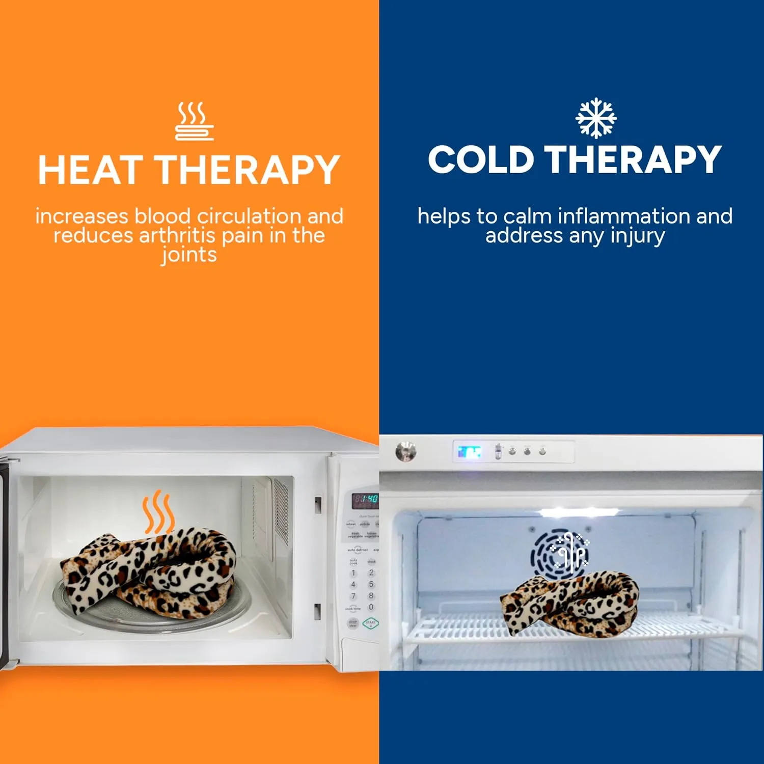 SunnyBay Microwave Heating Pad, Microwavable Heated Neck and Shoulder Wrap, Weighted Hands-Free Beanbag Pack with Wide Neck Coverage, 2.5 lbs, 26 Inches Long-Length, Made in USA, Leopard