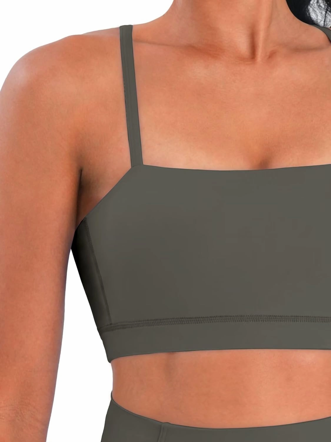 Sunzel Womens Sports Bra Buttery Soft Adjustable Straps Padded Yoga Bra Scoop Neck Wireless Bra Crop Top for Workout Gym