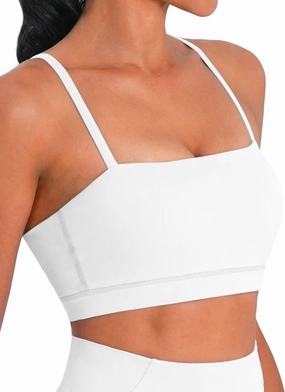 Sunzel Womens Sports Bra Buttery Soft Adjustable Straps Padded Yoga Bra Scoop Neck Wireless Bra Crop Top for Workout Gym