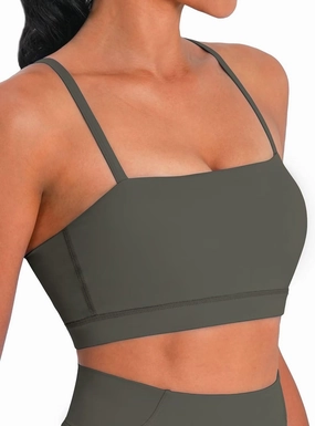 Sunzel Womens Sports Bra Buttery Soft Adjustable Straps Padded Yoga Bra Scoop Neck Wireless Bra Crop Top for Workout Gym