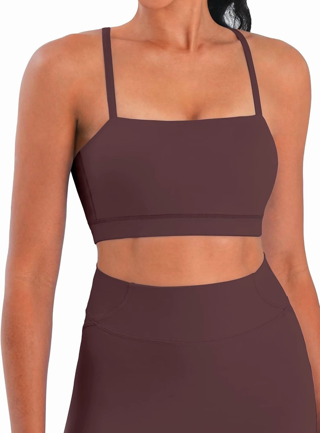 Sunzel Womens Sports Bra Buttery Soft Adjustable Straps Padded Yoga Bra Scoop Neck Wireless Bra Crop Top for Workout Gym