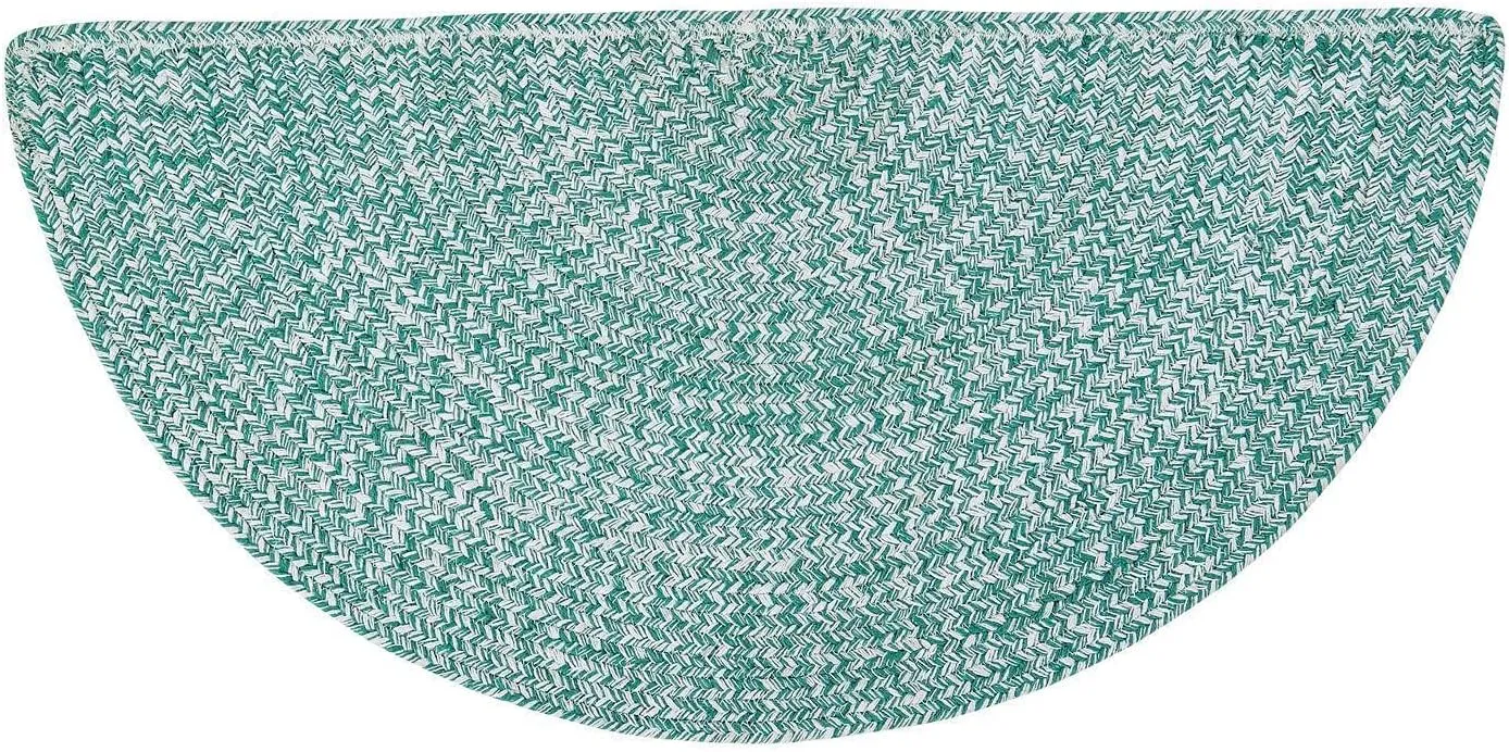 Super Area Rugs Farmhouse Braided Rug Cotton Kitchen Reversible Carpet Light Green & White, 20" X 40" Half Circle