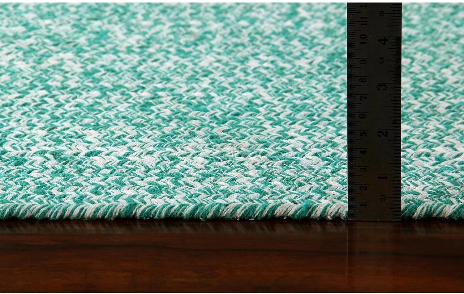 Super Area Rugs Farmhouse Braided Rug Cotton Kitchen Reversible Carpet Light Green & White, 20" X 40" Half Circle