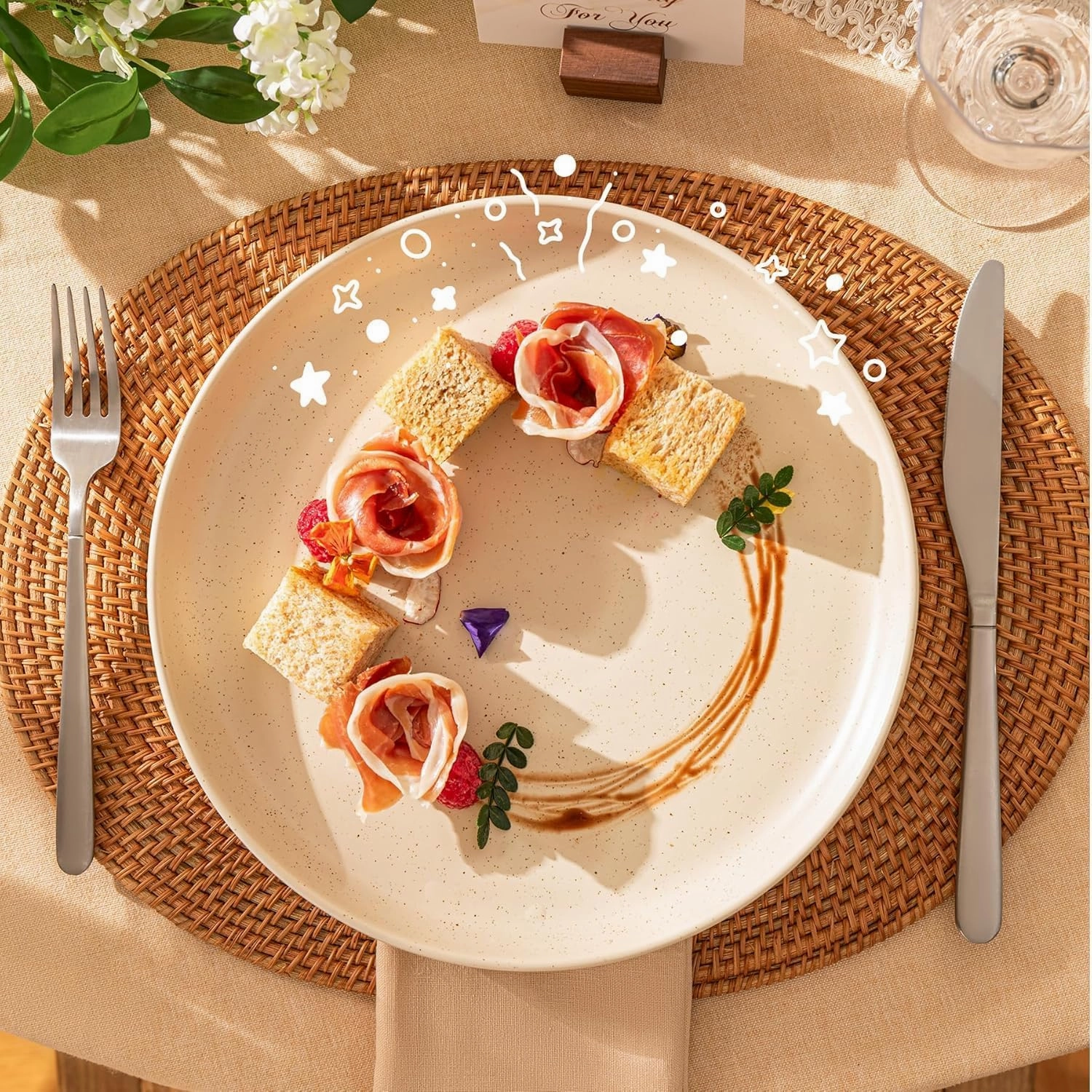 Sweese Dinnerware Sets,12 Pieces Porcelain Round Plates and Bowls Sets, Dishes Set for 4, Chip Scratch Dishwasher Microwave and Oven Safe Dishware Sets, Multi-color