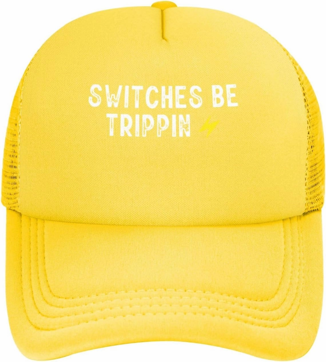 Switches Be Trippin Unisex Baseball Cap for Men Women Low Profile Mesh Trucker Hats Adjustable,Yellow