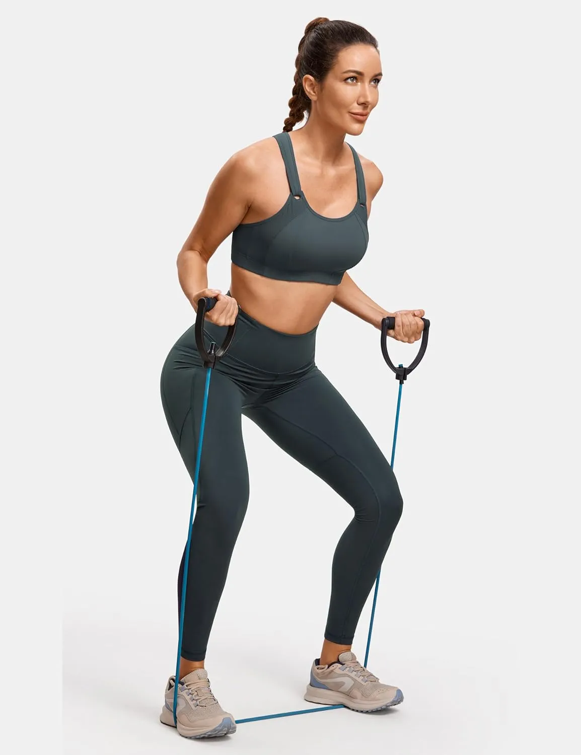 SYROKAN Women's Sports Bra Front Adjustable High Impact Support Padded Wireless Racerback Plus Size Running Bra