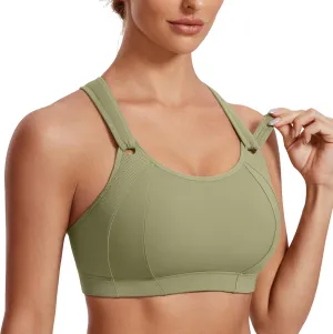SYROKAN Women's Sports Bra Front Adjustable High Impact Support Padded Wireless Racerback Plus Size Running Bra