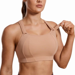 SYROKAN Women's Sports Bra Front Adjustable High Impact Support Padded Wireless Racerback Plus Size Running Bra