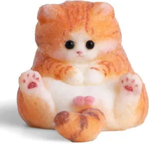 Taba Squishy Kit - Fat Cat Squeeze Toy and Cute Silicone Kitty, for Kids (Orange)