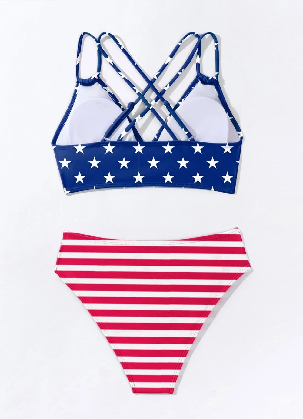 Tainehs Women's Push Up V Neck Bikini Sets Criss Cross Back Two Piece Bathing Suit