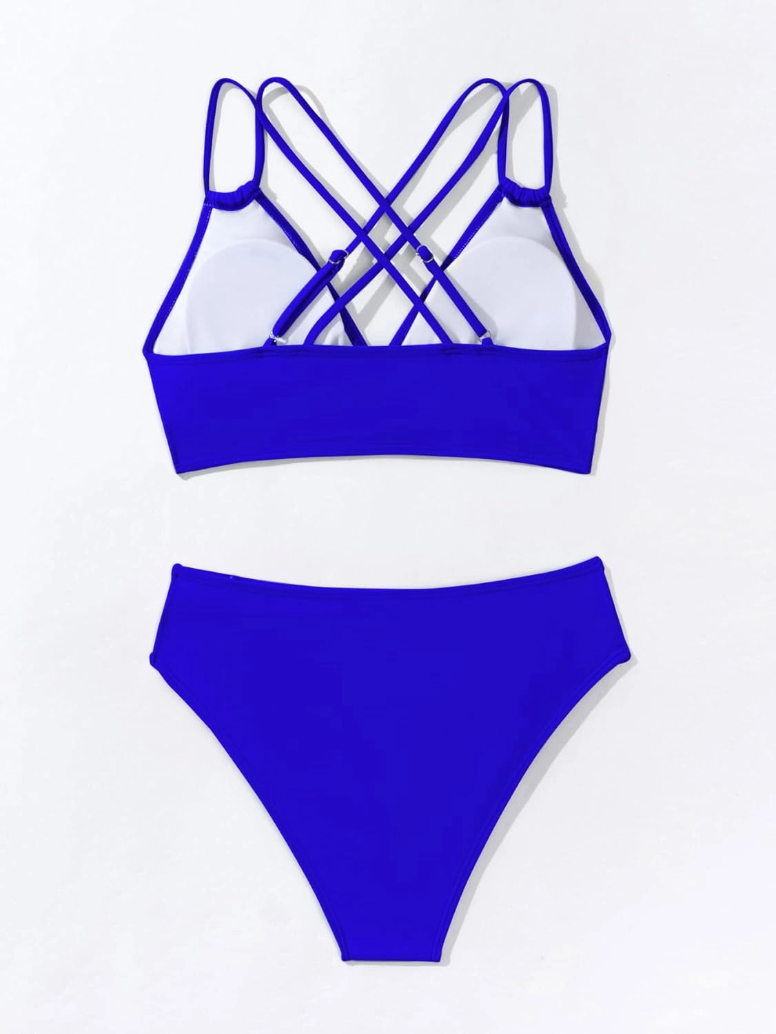 Tainehs Women's Push Up V Neck Bikini Sets Criss Cross Back Two Piece Bathing Suit