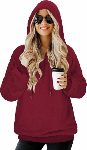 TBONTB Hoodies for Women Fuzzy Oversized Sweatshirt Zip Up Fleece Pullover Fluffy Sherpa with Pockets