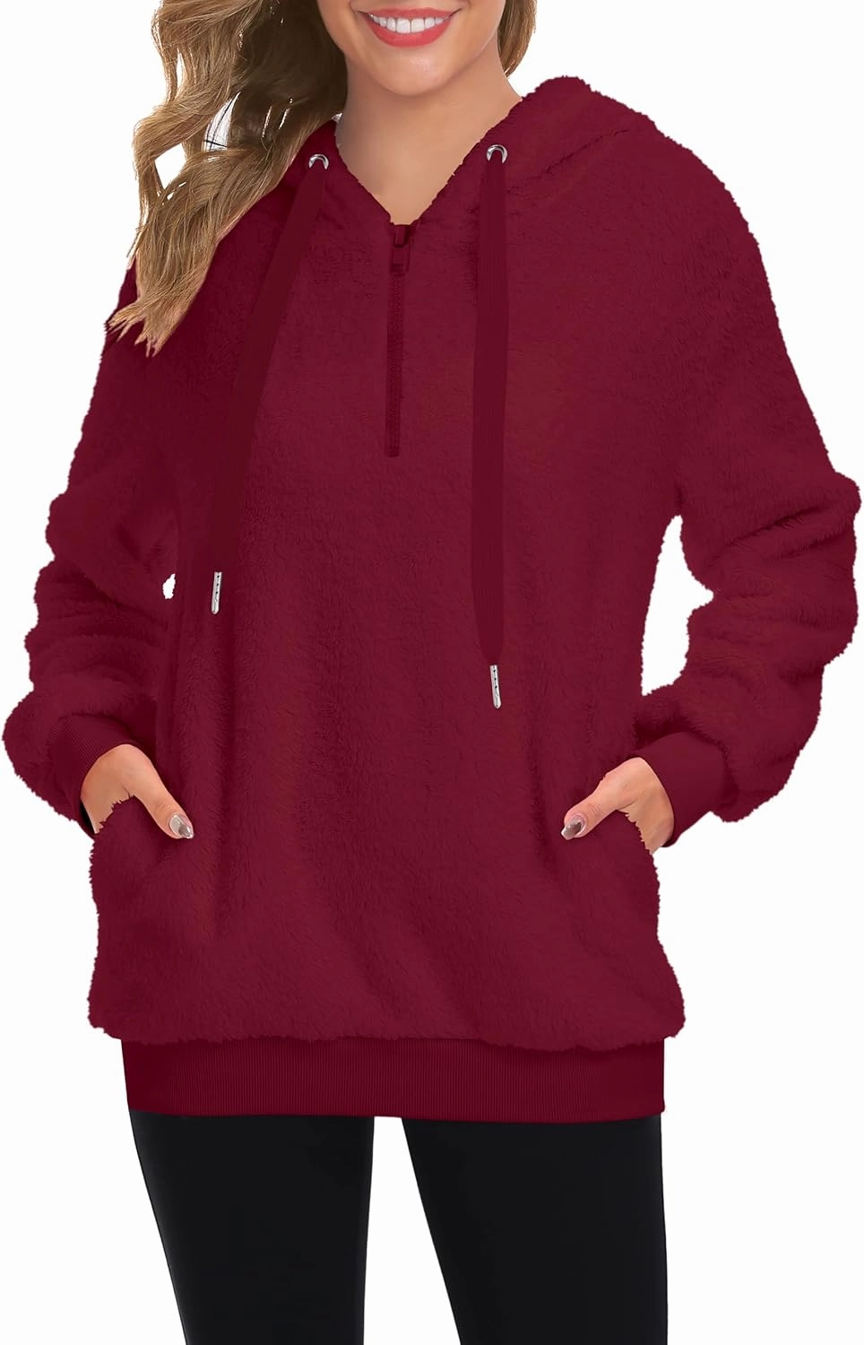 TBONTB Hoodies for Women Fuzzy Oversized Sweatshirt Zip Up Fleece Pullover Fluffy Sherpa with Pockets