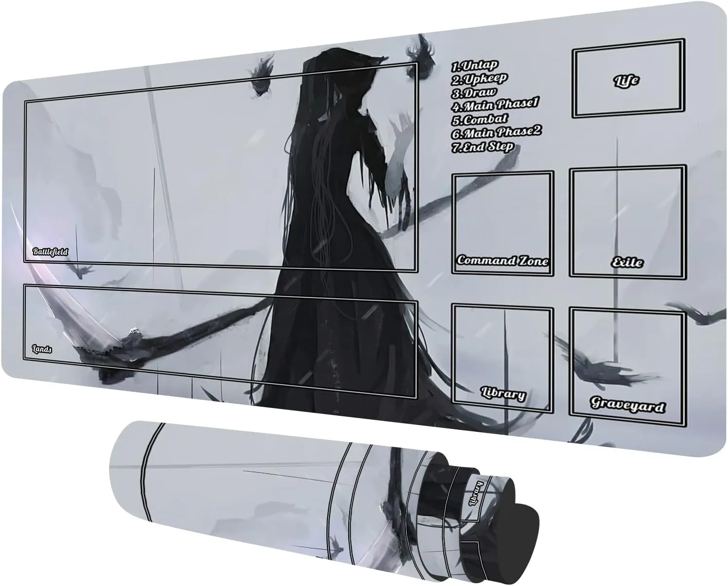 TCG Playmat with Zones Zombie Game Play Mat Table Pad Vampire Mouse Pad 23.6X 13.7inch Keyboard Ppad and Work Mat for MTG RPG CCG Trading Card Board Games Demon Play mats