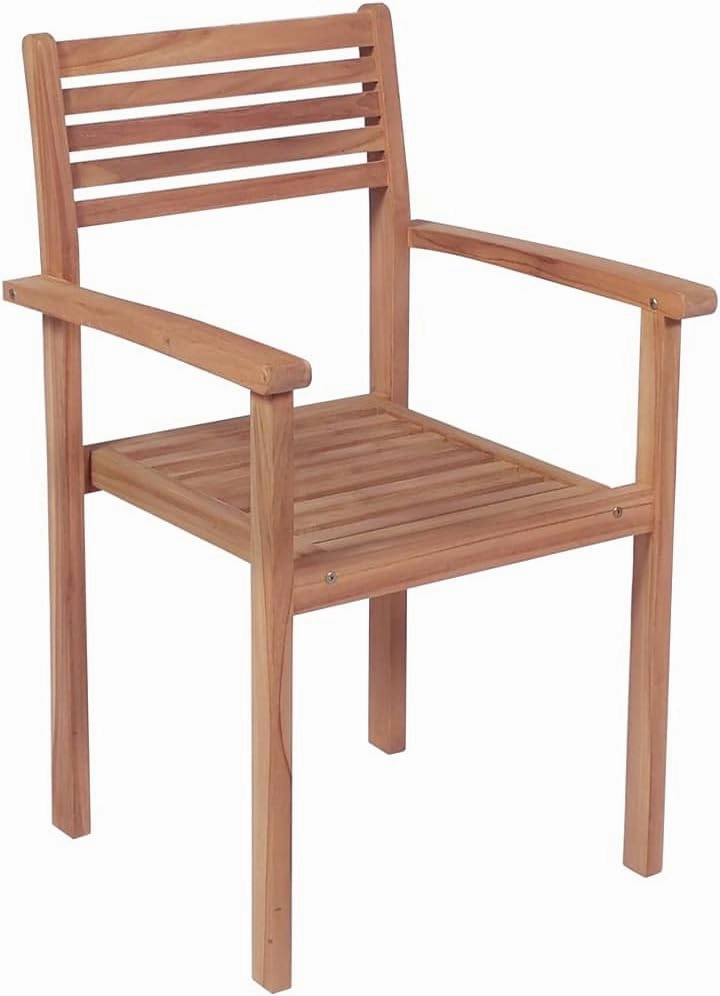 Teak Wood Patio Chairs 2-Piece Set with Anthracite Cushions, Stackable Outdoor Furniture for Poolside Backyard Garden Beach Camping Lounging