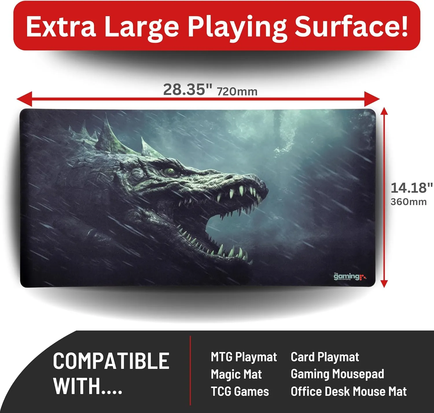 The Gaming Mat Company Single Player MTG Playmat & Mouse Pad – 28" x 14" Dragon Dive Gaming Mouse Pad Compatible with Magic: The Gathering playmats, MTG Cards, TCG Gaming mat
