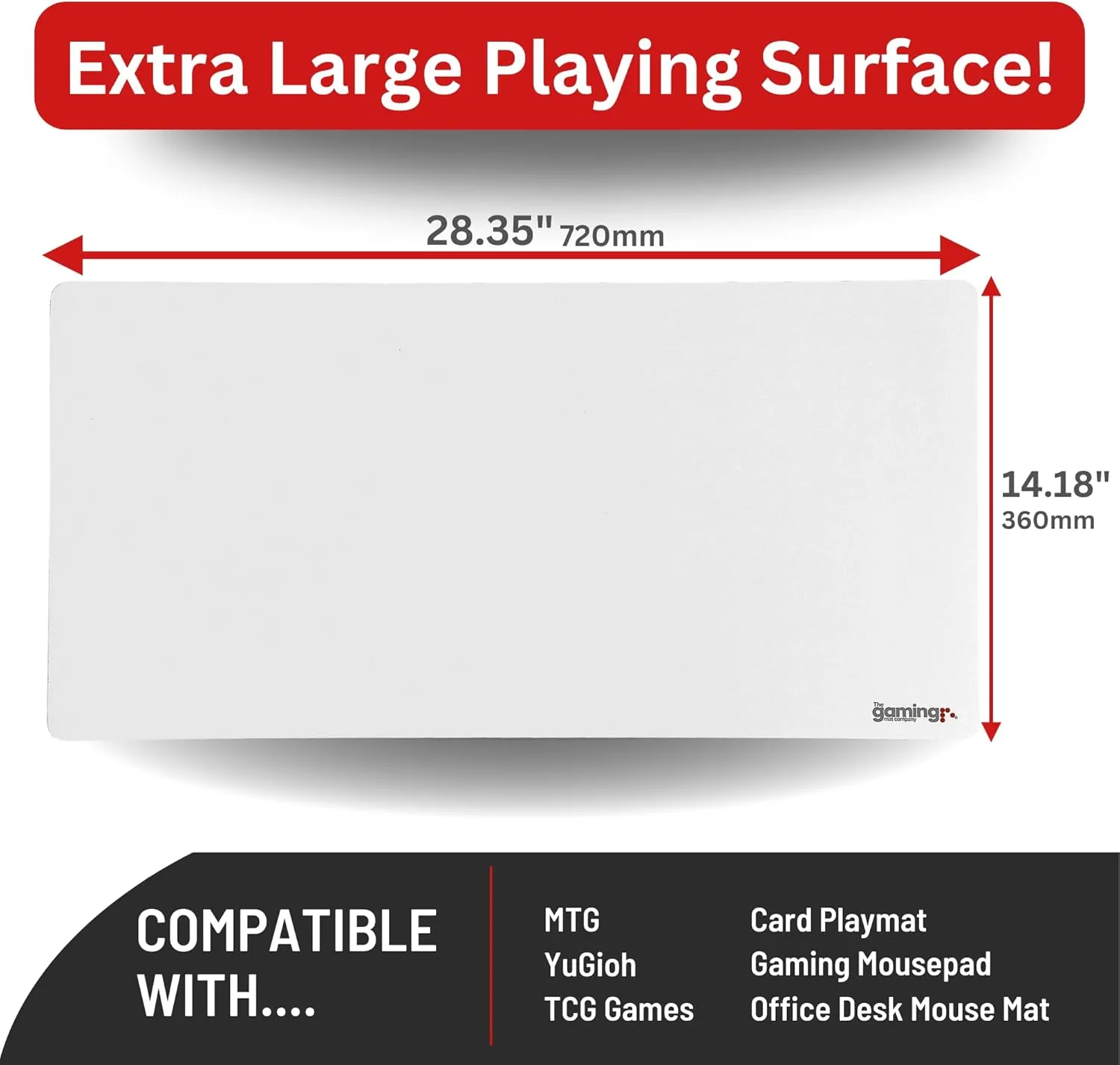 The Gaming Mat Company Single Player MTG Playmat & Mouse Pad – 28" x 14" White Gaming Mouse Pad Compatible with Magic: The Gathering playmats, MTG Cards, TCG Gaming mat