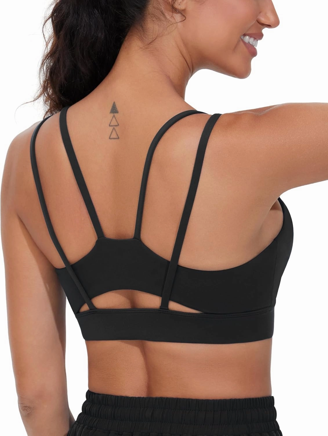THE GYM PEOPLE Women's Double Spaghetti Strap Sports Bras Supportive Strappy Workout Bra with Padded