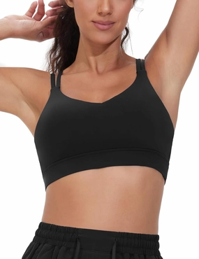THE GYM PEOPLE Women's Double Spaghetti Strap Sports Bras Supportive Strappy Workout Bra with Padded