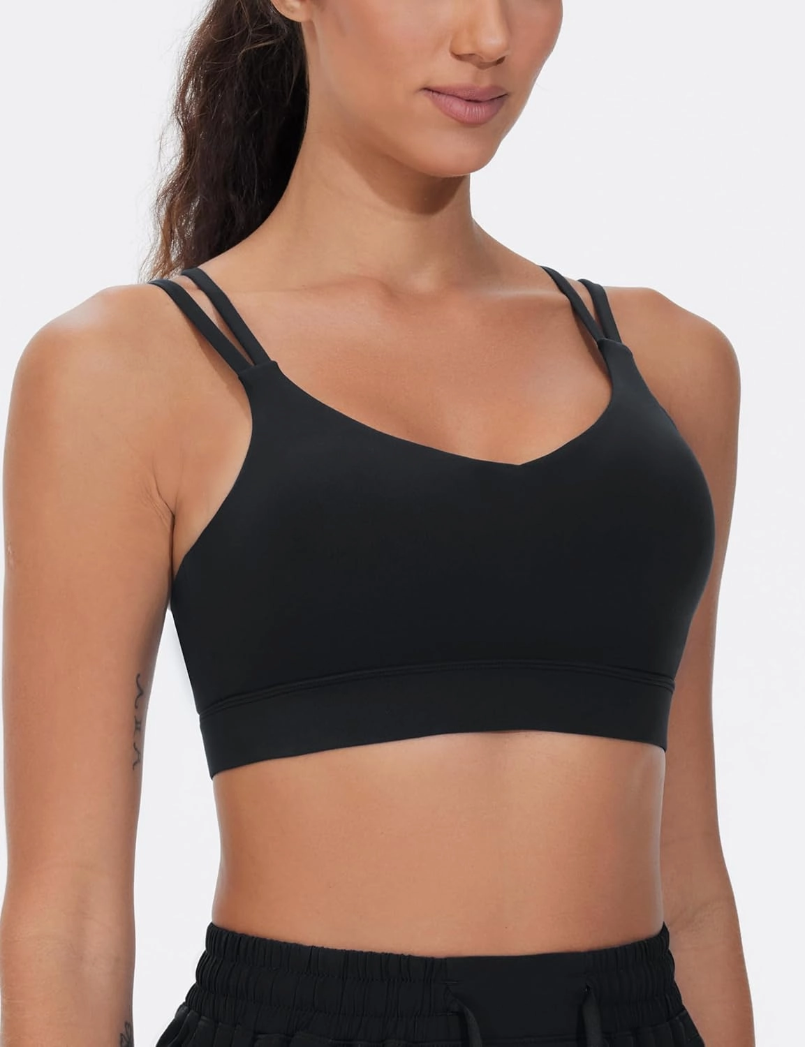 THE GYM PEOPLE Women's Double Spaghetti Strap Sports Bras Supportive Strappy Workout Bra with Padded