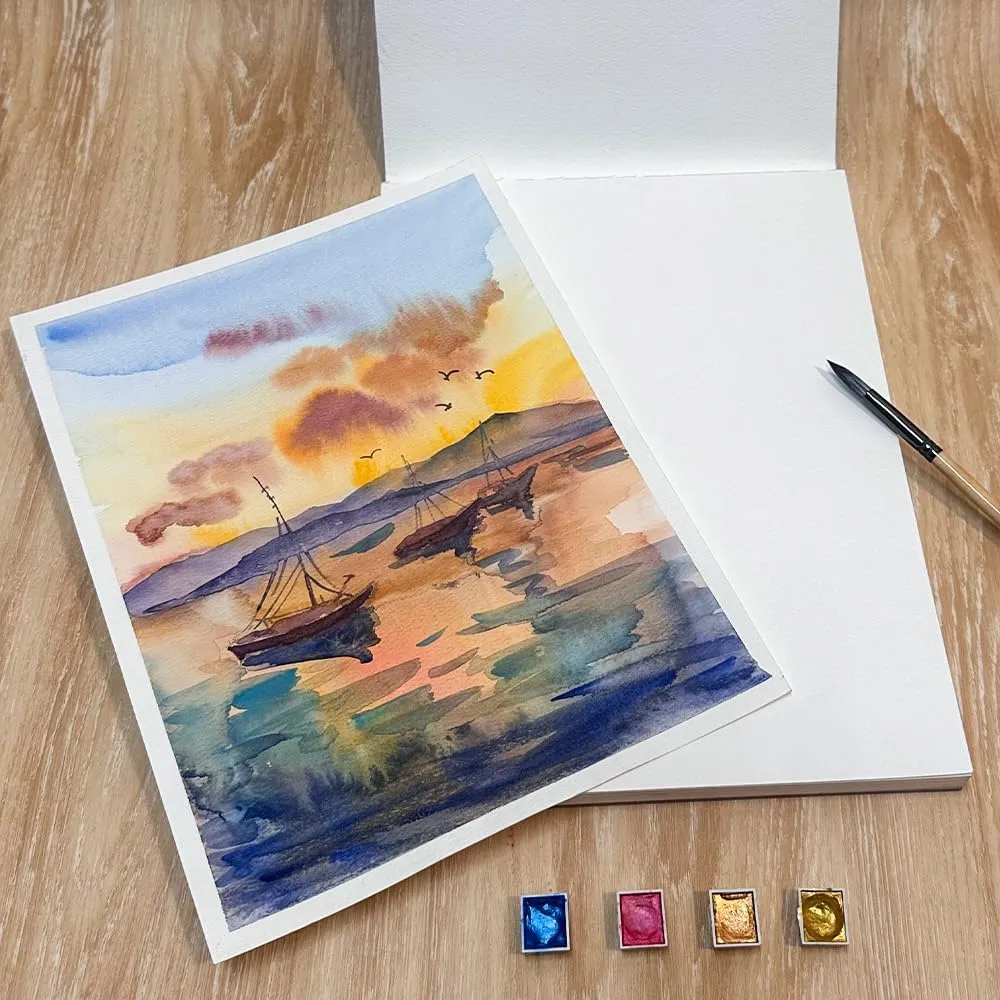 Thnkart Watercolor Paper Pad, 30 Sheets, 9"x12", 140lb (300gsm), Glue Bound, Acid-Free Cold Pressed Watercolor Paper, Art Supplies for Watercolor Techniques and Mixed Media