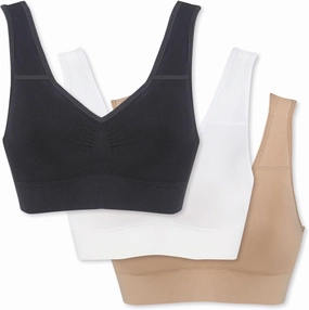 TLC Womens Wireless Bra - Adjustable Seamless Bra, 3 Bra Pack