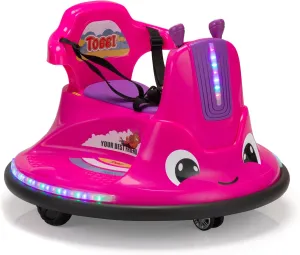 TOBBI Toddlers Bumper Car, 12v Baby Electric Ride On Snail Shape Toy with Remote Control/Children DIY Funny Stickers/360 Degree Spin for Kids of Ages 1.5-9 (Rose Red)