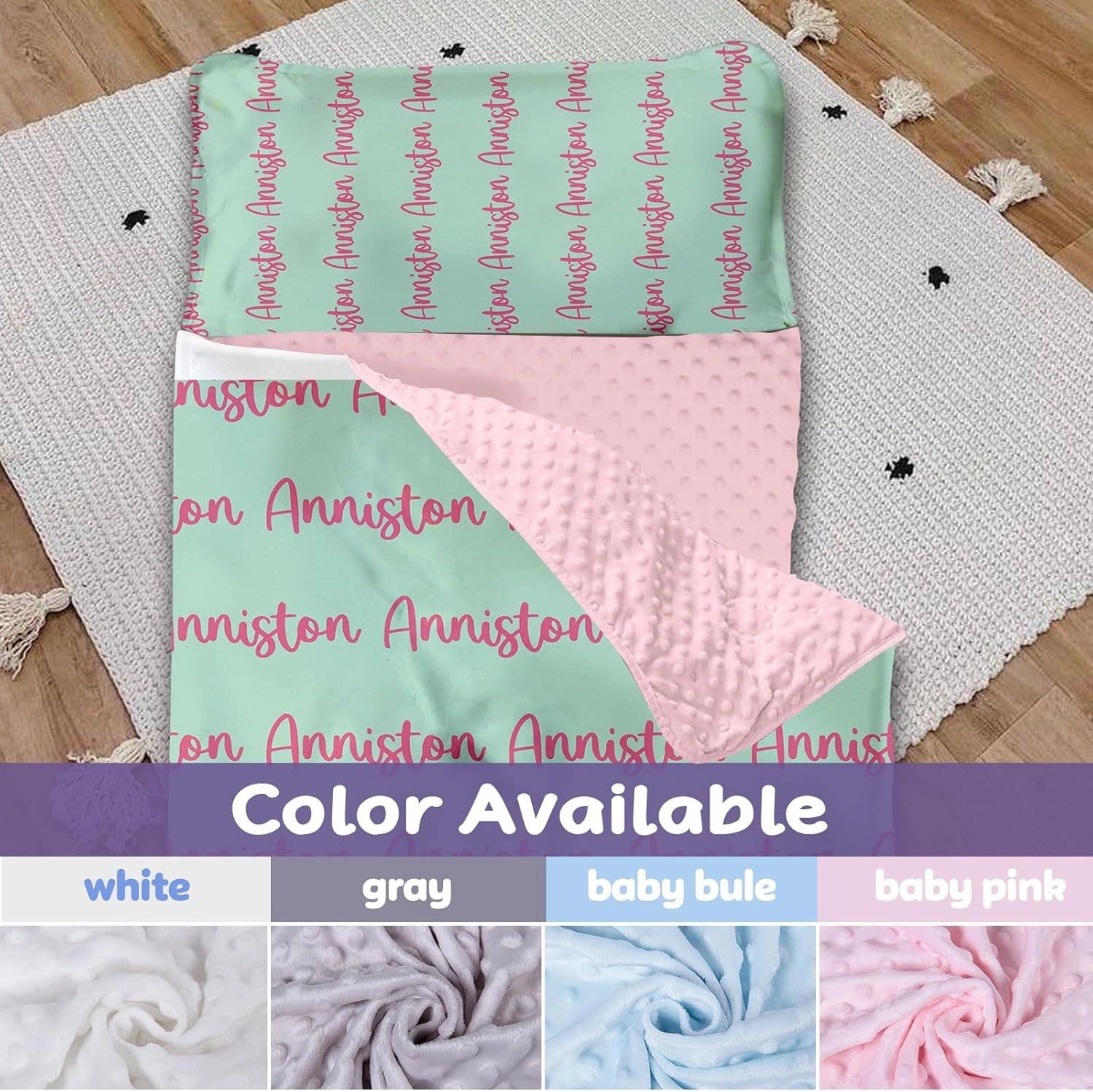 Toddler Nap Mat for Daycare, Personalized Kids Sleeping Bag with Pillow and Blanket, Portable Kindergarten Nap Mat with Custom Name, Preschool Travel Camping, Green & Pink
