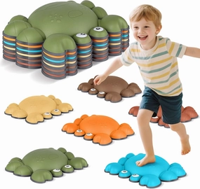 TOPNEW Toddler Stepping Stones for Kids, 6pcs Non-Slip Balance Stepping Stones for Promoting Children's Coordination Skills, Indoor & Outdoor Sensory Toys Obstacle Course for Kids Age 3 4 5 6 7 