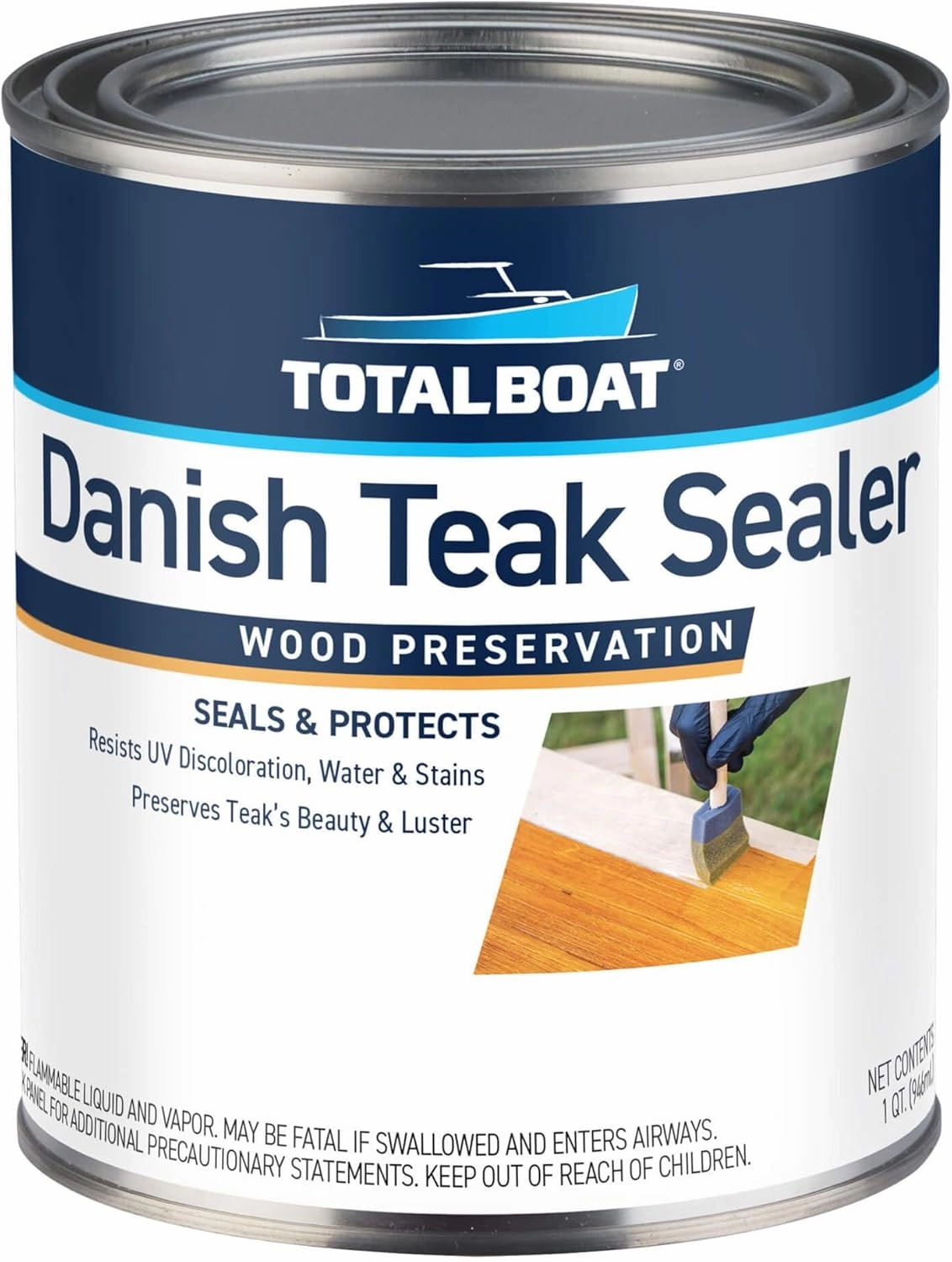 TotalBoat Danish Teak Sealer - Marine Grade Wood Sealer Oil for Boat Decks, Trim and Indoor & Outdoor Teak Furniture