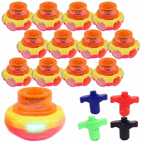 Toyshine 12 Pack Colorful Light & Music Gyro Peg-Top Spinning Tops Kids Children Toy - Multicolor