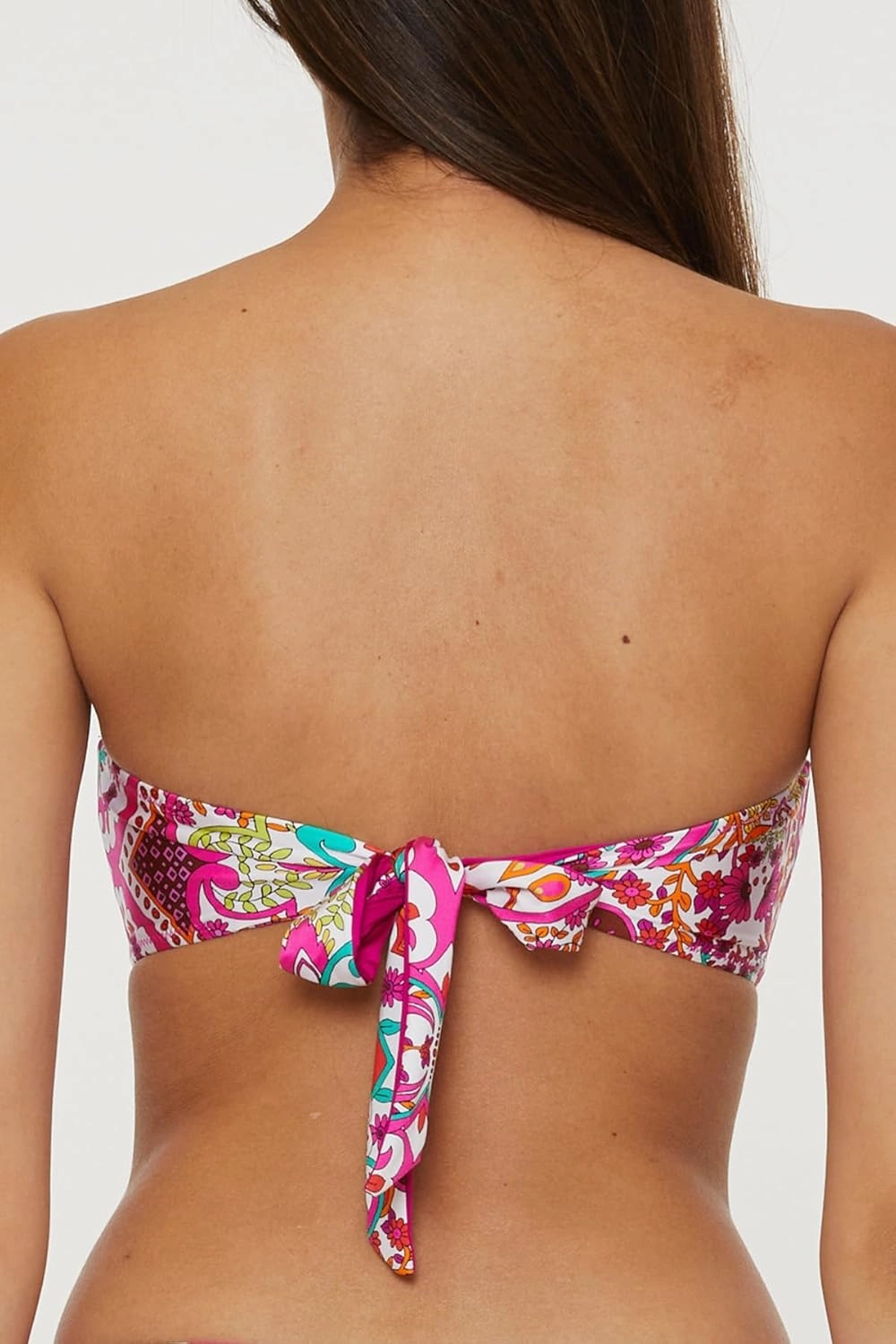 Trina Turk Women's Hawaiian Garden Bandeau Bikini Top, Floral Print, Adjustable, Tie Back, Swimwear Separates