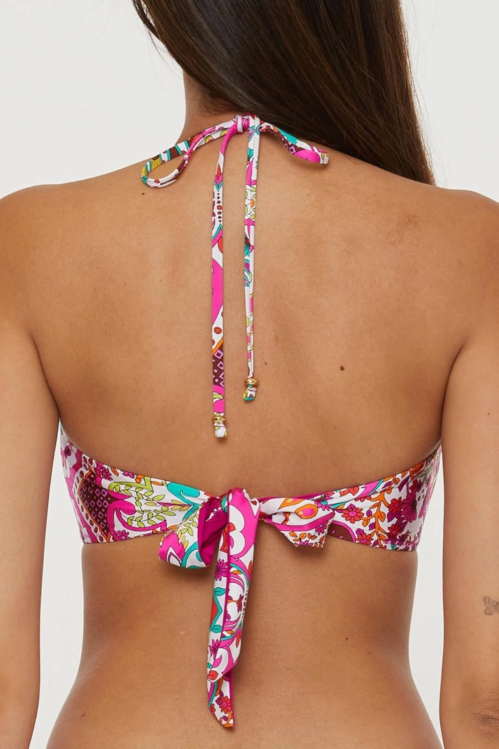Trina Turk Women's Hawaiian Garden Bandeau Bikini Top, Floral Print, Adjustable, Tie Back, Swimwear Separates