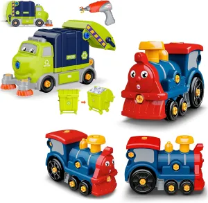 Trucks Take Apart Toys with Electric Drill, DIY Electric Truck Toy Set, STEM Building Learning Toys, Birthday Gifts for 3 4 5 6 7 8 Years Old Boys Girls