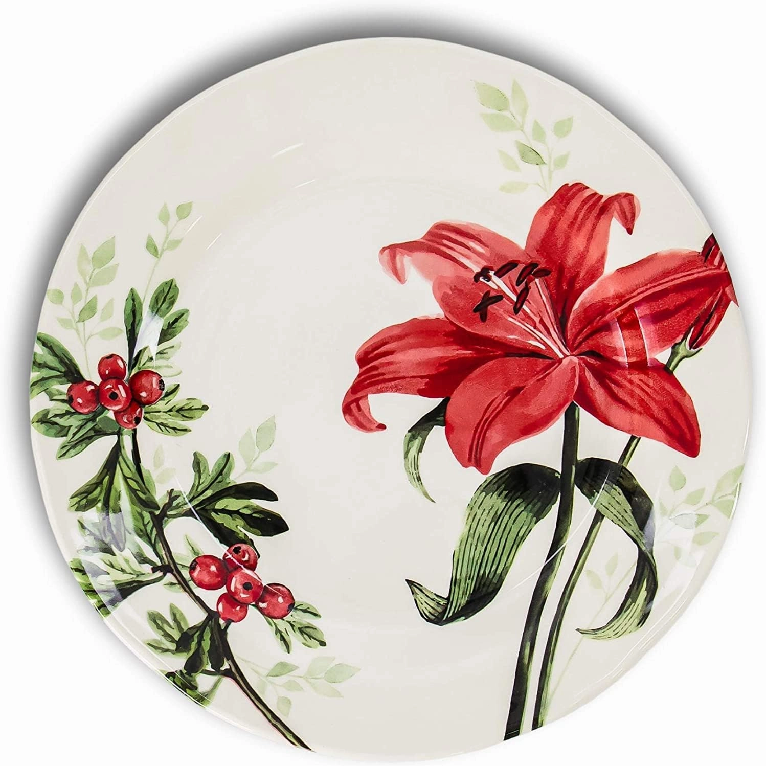 Tudor Royal 12-Piece Round Porcelain Dinnerware Set, Service for 4, Rosemary, Summer Flowers, Plates Bowls Dishes, Glossy, Premium Quality Dish Set, Unique Pattern