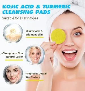 Turmeric Cleansing Exfoliating Pads for Facial Skincare With Kojic Acid - 60 Pack Facial Sponges (2)
