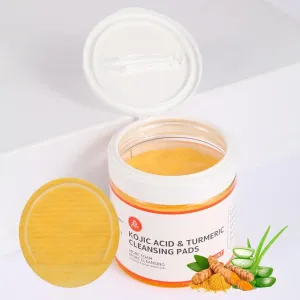 Turmeric Pads for Face Dark Spots: Glowing Skin and Deep Cleansing Skin - Turmeric Kojic Acid Cleansing Pads for Face, Underarm, Neck, and Bikini Area - Upgraded Thicker and Finger Pocket (50 PCS)