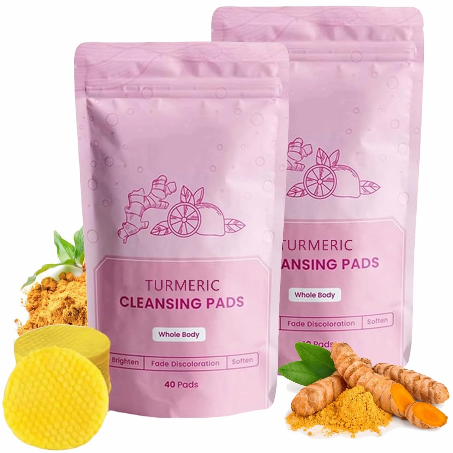 Turmeric Cleansing Pads, Exfoliating Facial Scrub Helps Balance Skin Oil and Water