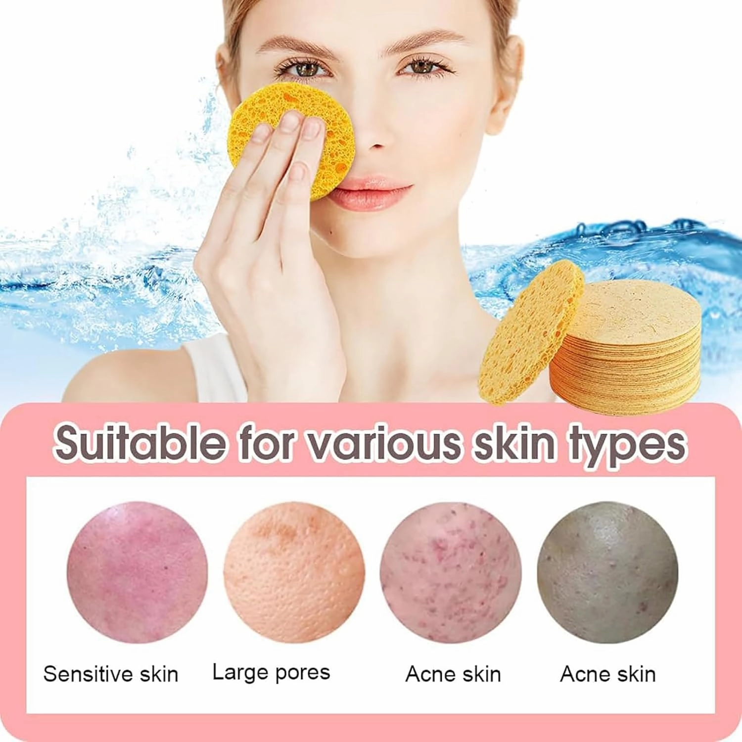 Turmeric Kojic Pads, Glow up Pads - Turmeric & Kojic Acid Pads 30 ct, Turmeric Skin Care Pads, Natural Compressed Sponge for Back and Face Cleansing & Exfoliating (2Pack (60pcs))
