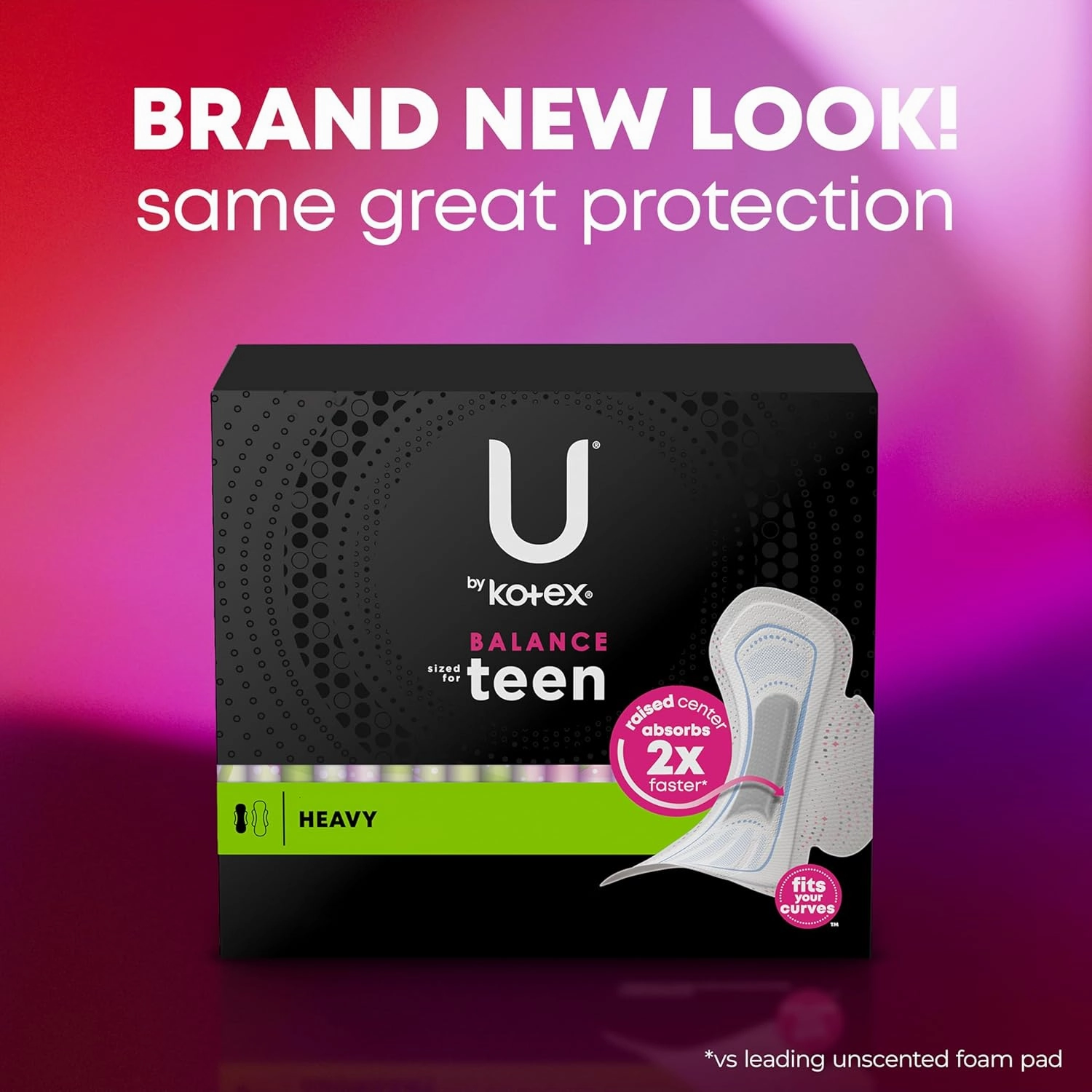 U by Kotex Balance Sized for Teens Ultra Thin Pads with Wings, Heavy Absorbency, 160 Count (4 Packs of 40) (Packaging May Vary)