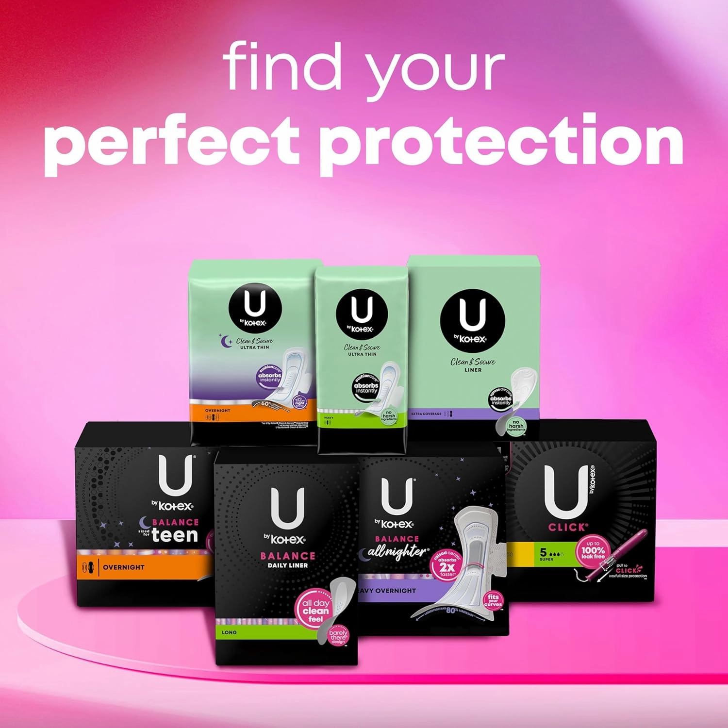 U by Kotex Balance Sized for Teens Ultra Thin Pads with Wings, Heavy Absorbency, 160 Count (4 Packs of 40) (Packaging May Vary)
