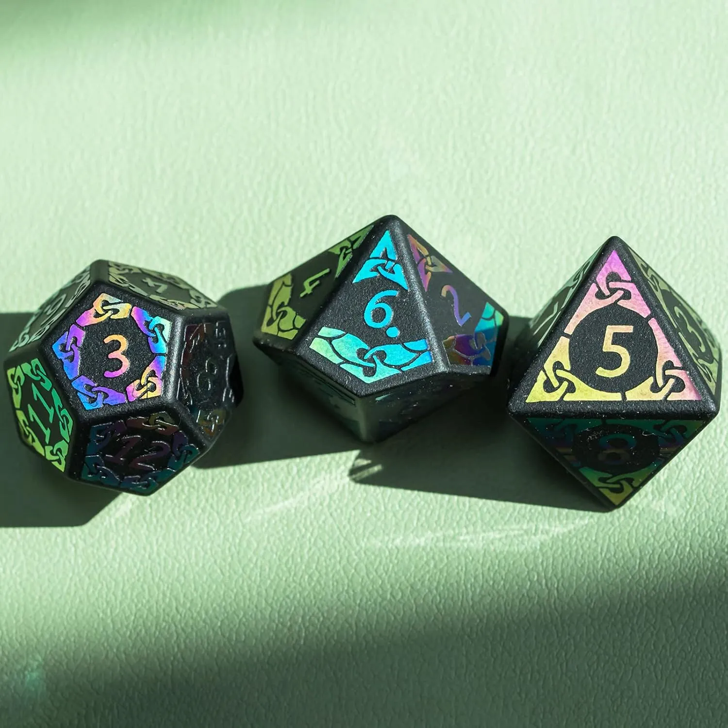 UDIXI Obsidian Dice Gemstone DND Dice Set Stone D&D Dice Colorful Pattern for Dungeons and Dragons and Tabletop Games
