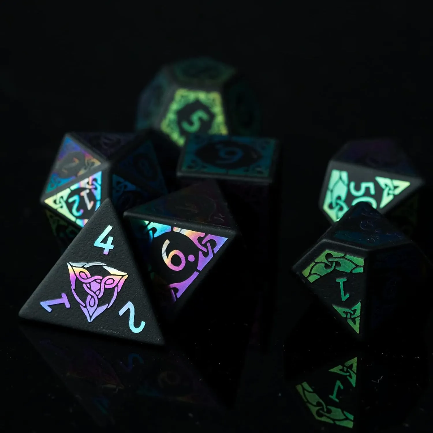 UDIXI Obsidian Dice Gemstone DND Dice Set Stone D&D Dice Colorful Pattern for Dungeons and Dragons and Tabletop Games