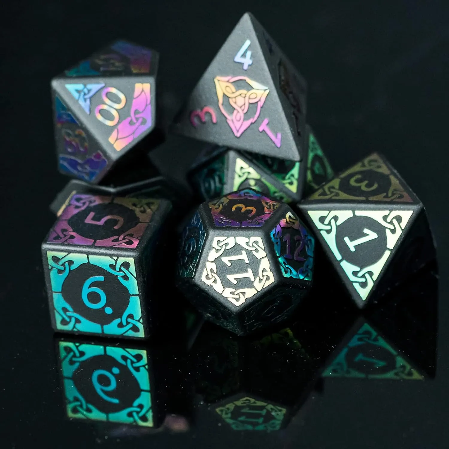 UDIXI Obsidian Dice Gemstone DND Dice Set Stone D&D Dice Colorful Pattern for Dungeons and Dragons and Tabletop Games