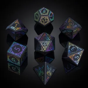 UDIXI Obsidian Dice Gemstone DND Dice Set Stone D&D Dice Colorful Pattern for Dungeons and Dragons and Tabletop Games