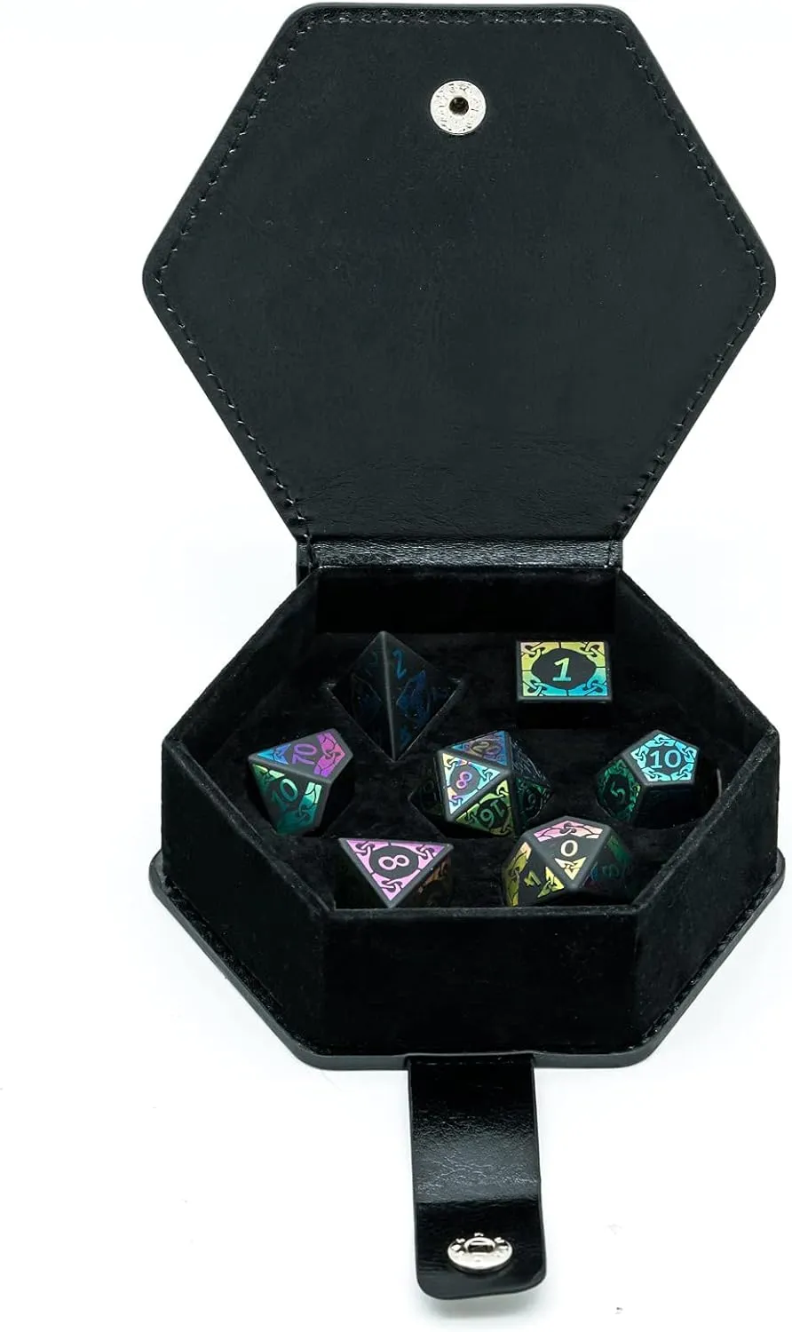 UDIXI Obsidian Dice Gemstone DND Dice Set Stone D&D Dice Colorful Pattern for Dungeons and Dragons and Tabletop Games