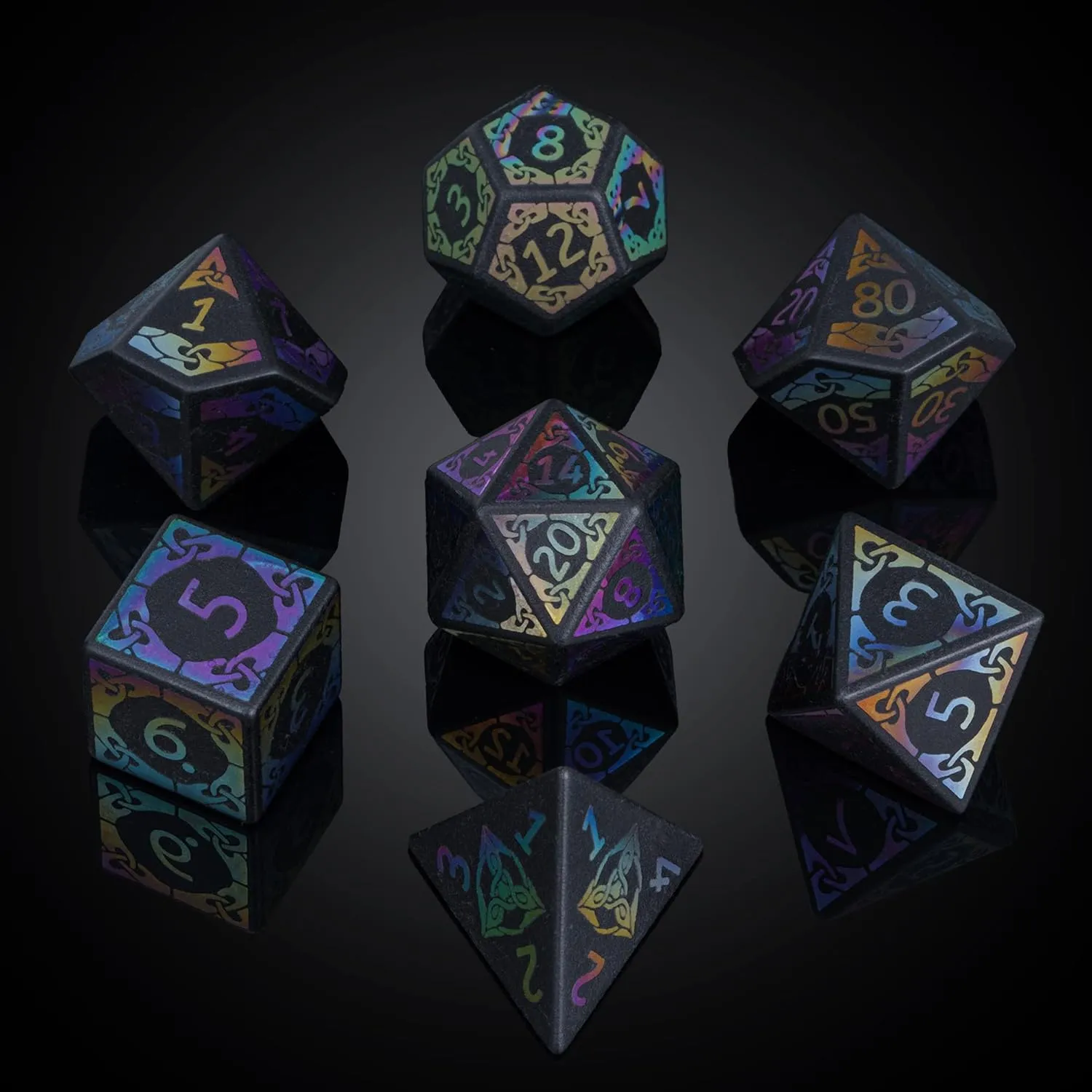 UDIXI Obsidian Dice Gemstone DND Dice Set Stone D&D Dice Colorful Pattern for Dungeons and Dragons and Tabletop Games