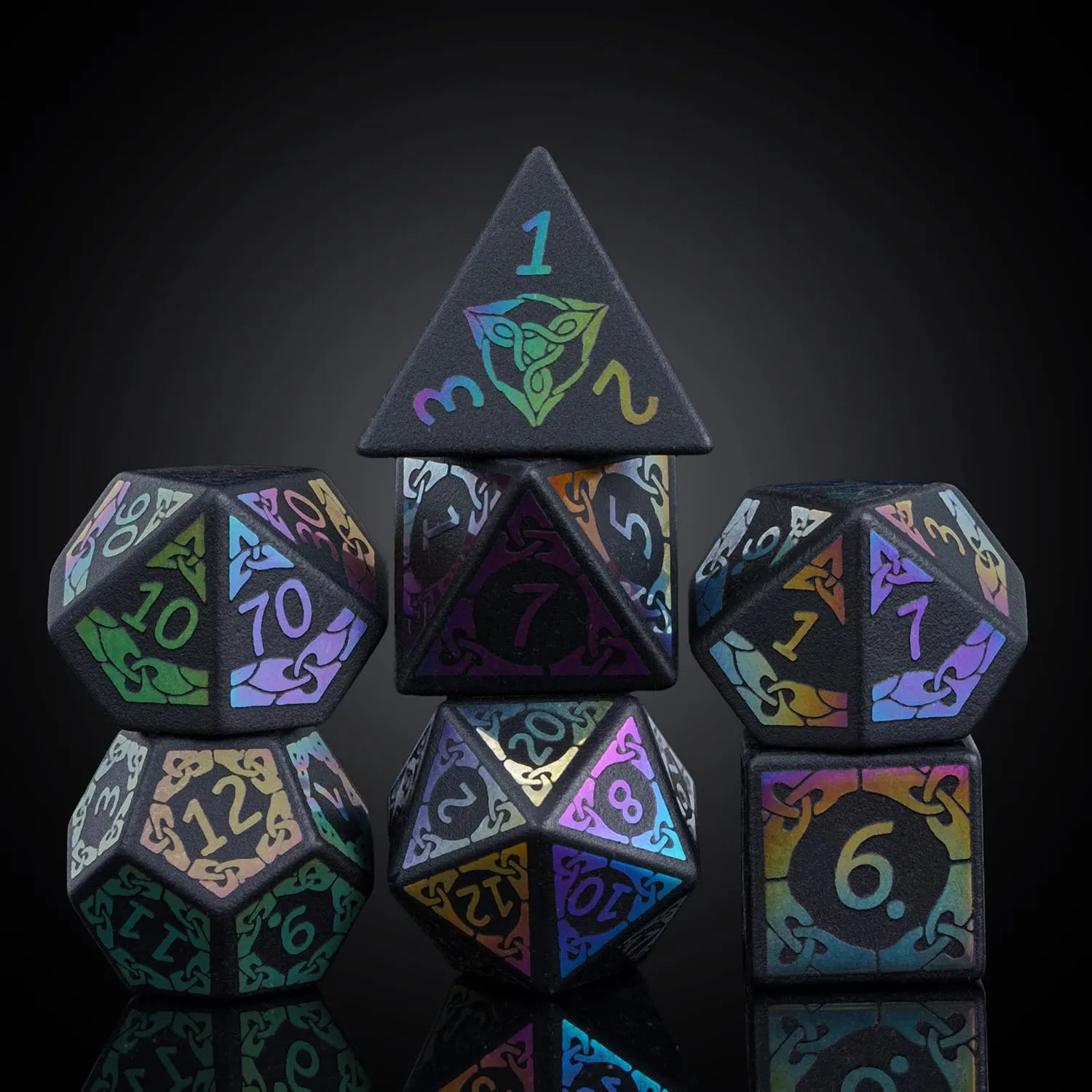 UDIXI Obsidian Dice Gemstone DND Dice Set Stone D&D Dice Colorful Pattern for Dungeons and Dragons and Tabletop Games