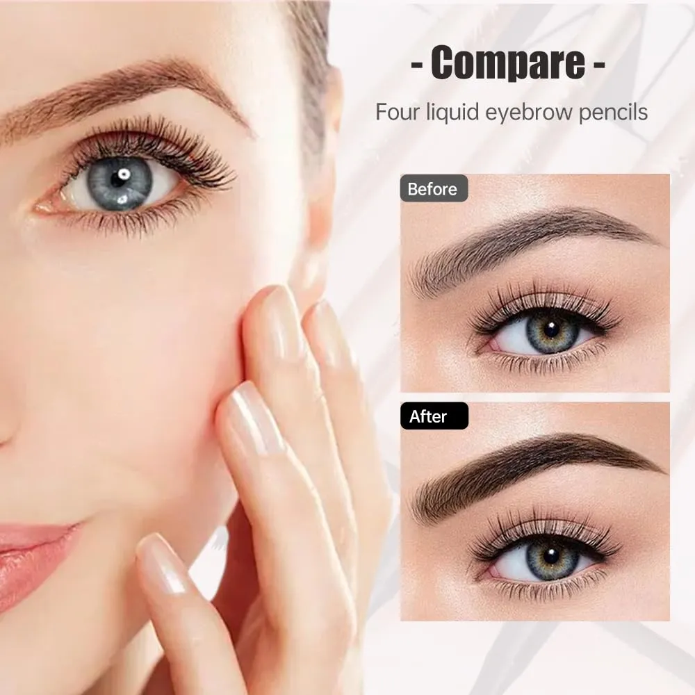 Upgrade Eyebrow Pen, 3D Waterproof Microblading Eyebrow Pencil, 4 Tip Eye Brow Pen, Natural Makeup Long-Lasting Fine Stroke Magic Eyebrow Pencil Stay on All Day (Black)