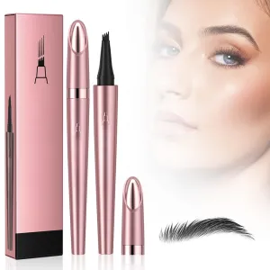 Upgrade Eyebrow Pen, 3D Waterproof Microblading Eyebrow Pencil, 4 Tip Eye Brow Pen, Natural Makeup Long-Lasting Fine Stroke Magic Eyebrow Pencil Stay on All Day (Black)